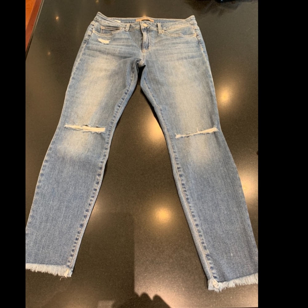 Joe’s Skinny Fray Hem Ripped Jeans